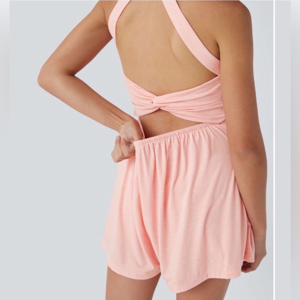 Halara Pocket 2-in-1 Halter Romper Easy Peezy Edition Creole Pink Floral Yarn XL - Picture 3 of 10